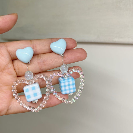 Blueberry Heart Drops  Earrings