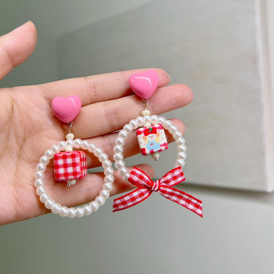 Love Pearl Bow Earrings